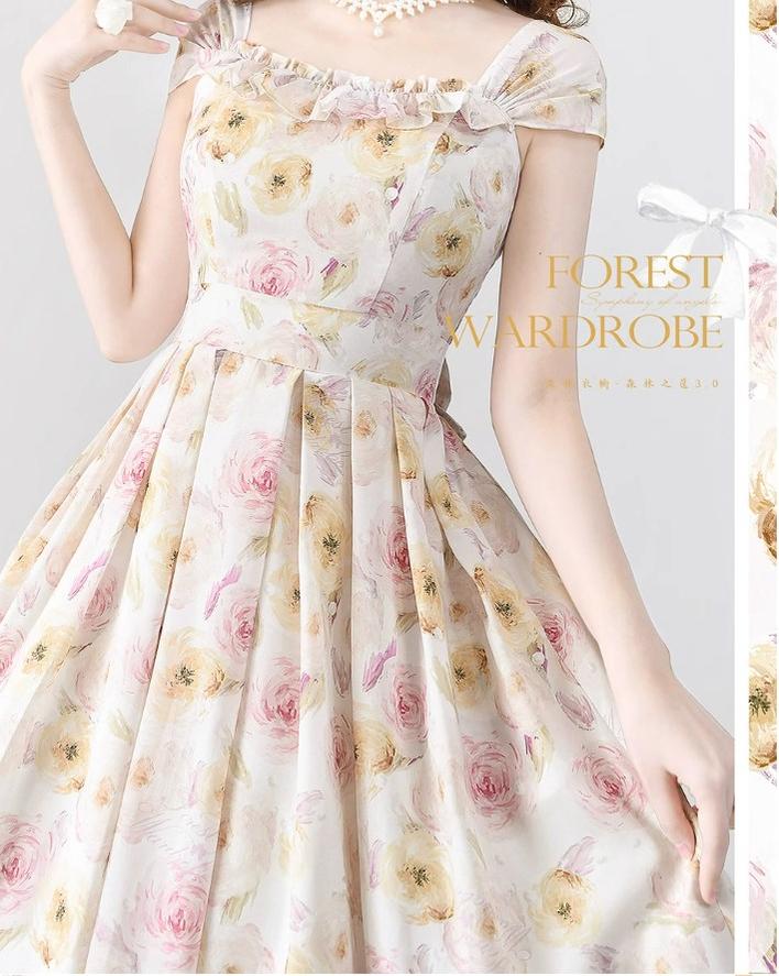 Forest Wardrobe~Forest Basket 3.0~Vintage Lolita JSK Dress Summer Thin Dress   