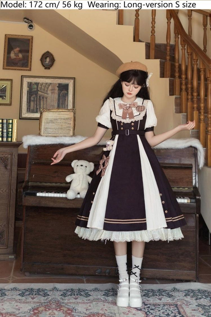 Letters from Unknown Star~Chocolate Workshop~Elegant Lolita OP Daily Short Sleeve Dress   