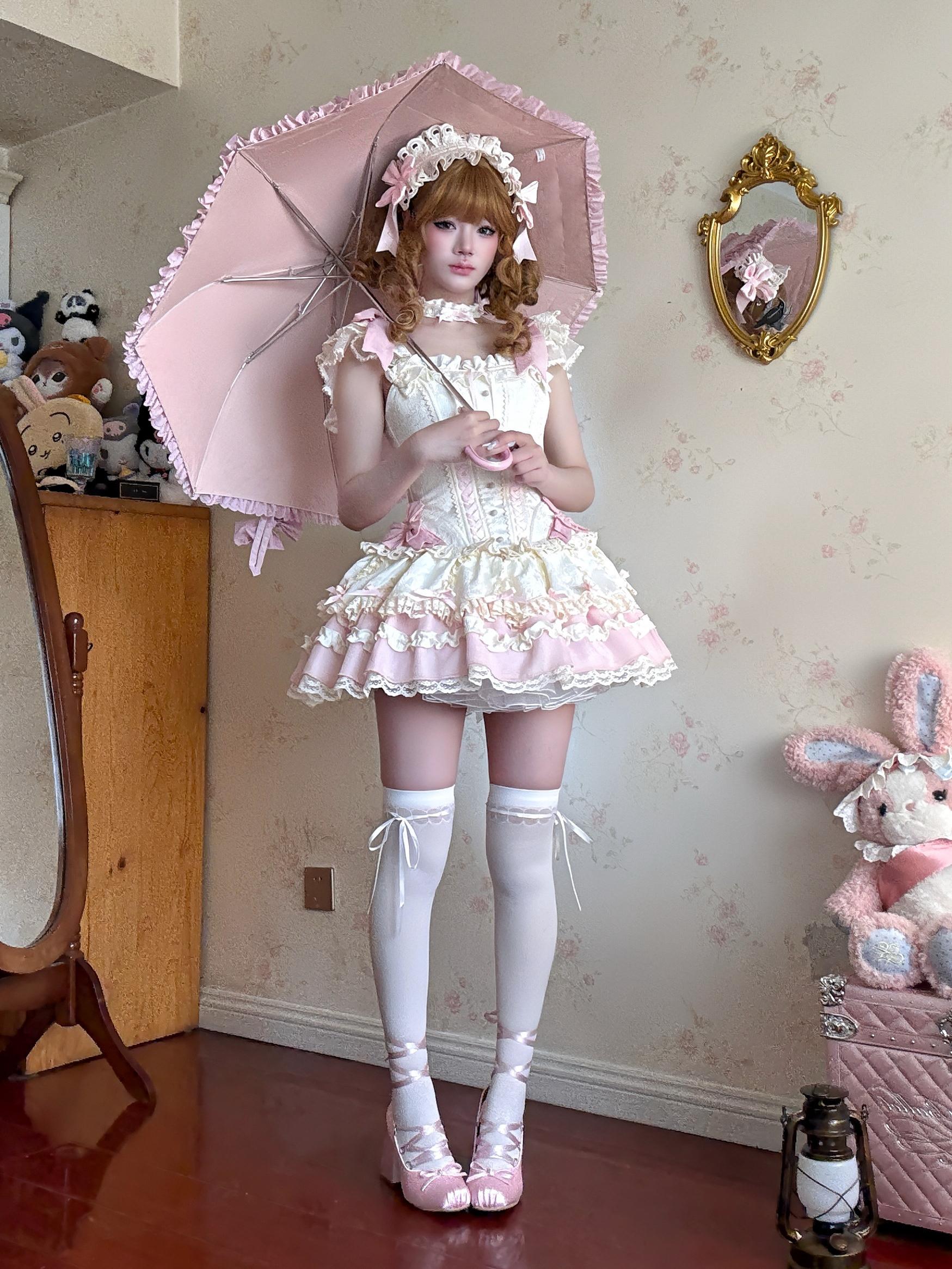Classic Lolita Foldable Sunscreen Parasol with Ruffles