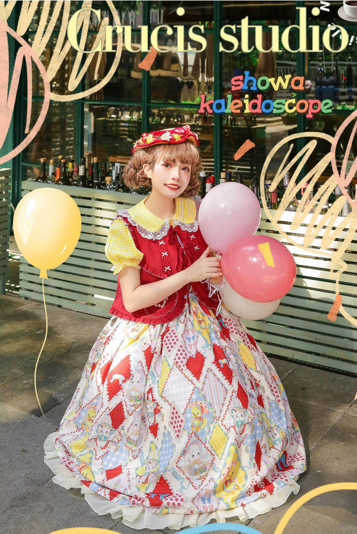 Southern Cross~Showa Kaleidoscope~Sweet Lolita OP SK and JSK with Rabbit Print 42127:727883