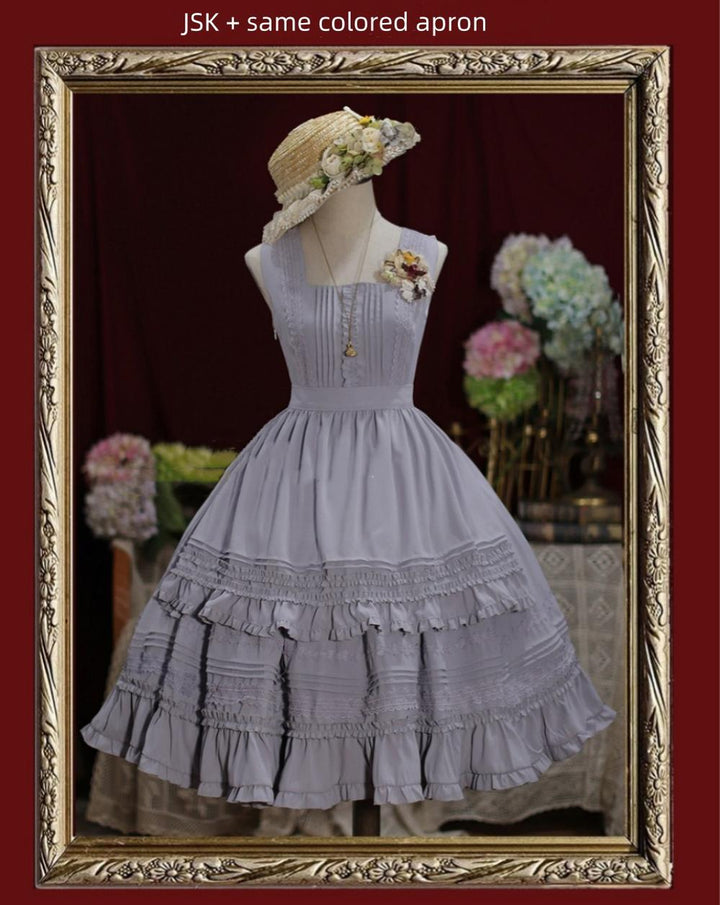 Tiny Garden~Nocturne Reminiscence~Elegant Lolita JSK Dress Multi-Wear Apron Dress Set S Gray purple JSK only 