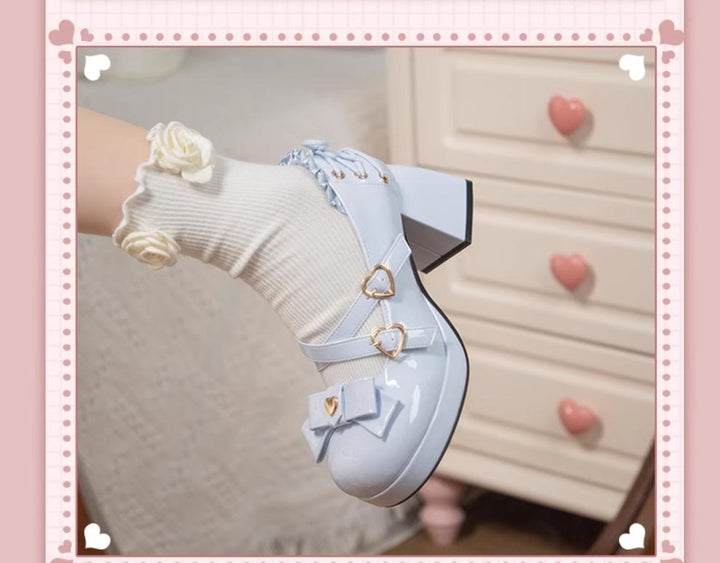 Milk Bun Bunny~Sweet Lolita High Heel Bow Princess Lolita Shoes 40632:670126