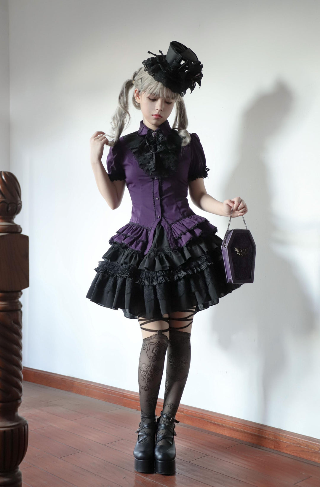 (BFM)Lilizi~Crumbled Gift~Gothic Lolita Shirt Short Sleeve Blouse Neckerchief Brooch 37320:556068