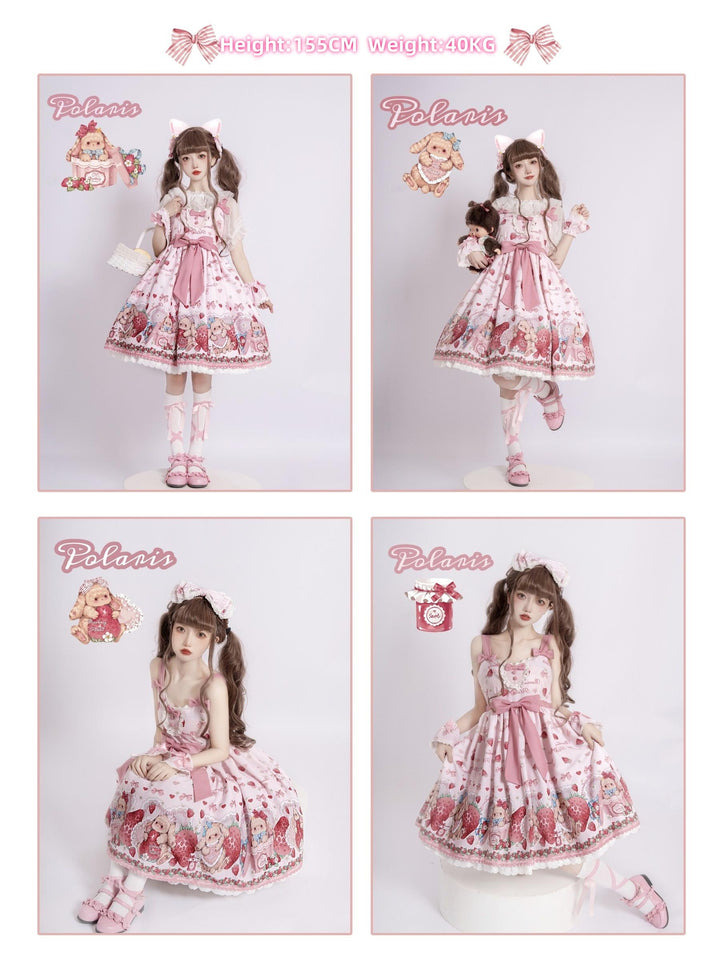 Polaris Lolita~Rabbit Berry Gift Box~Sweet Lolita JSK Pink Lolita Dress   