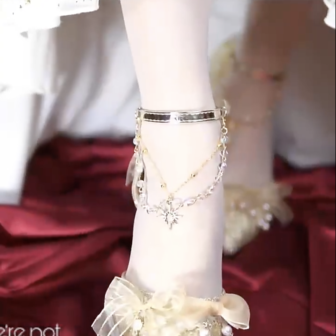A Flying Rabbit~Song of Dawn~Golden Bride Lolita Handmade High Heels 33 gold 5cm with shoe chain 