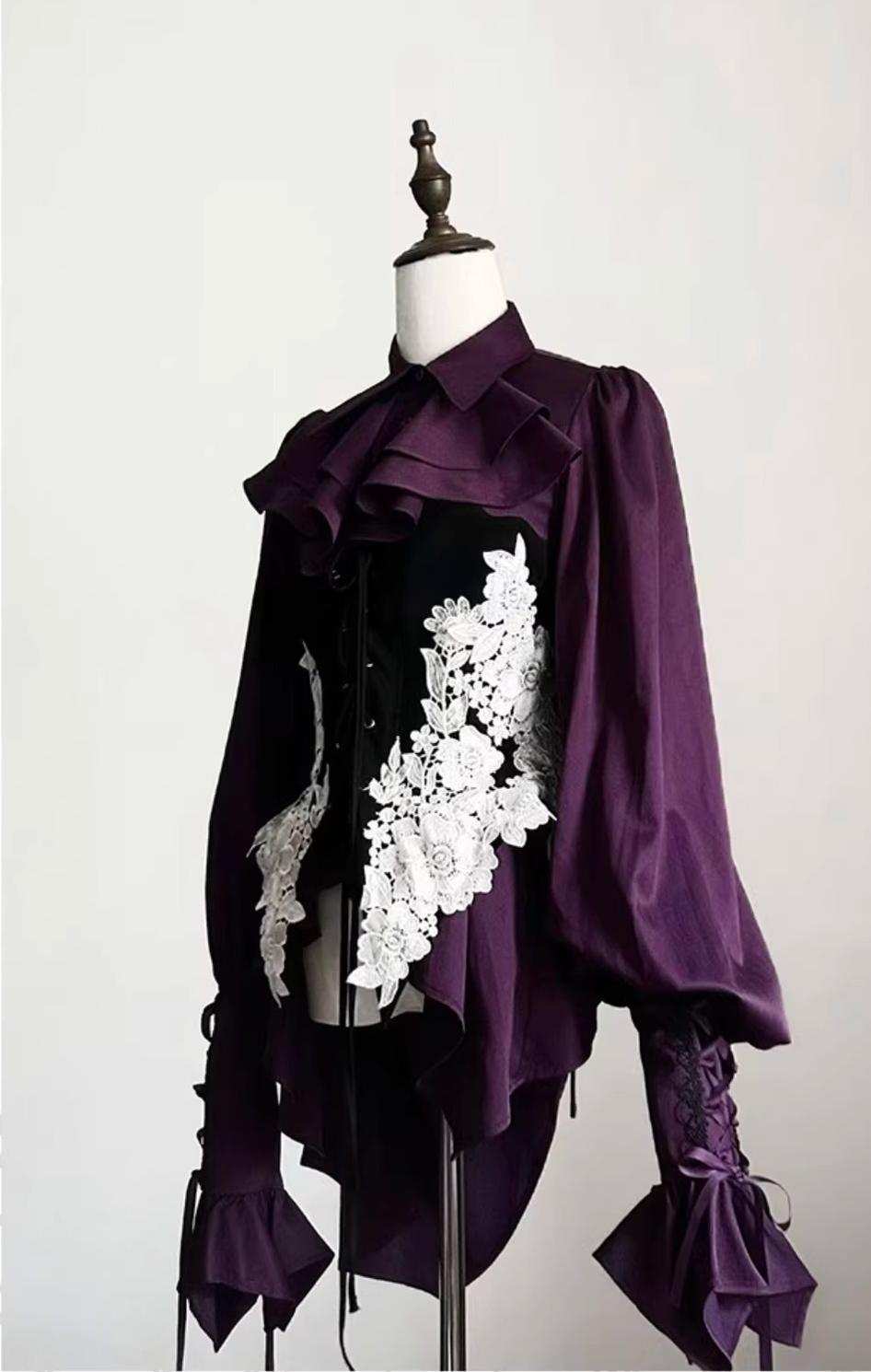 The Cage - Gothic Lolita Fishbone Bodice, Embroidered Appliqués