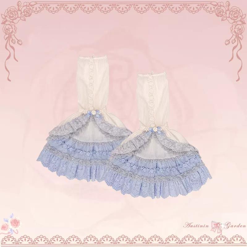 Mademoiselle Pearl~Austin in the Garden~Sweet Lolita Princess Sleeves S/M A pair of arm sleeves (blue) 