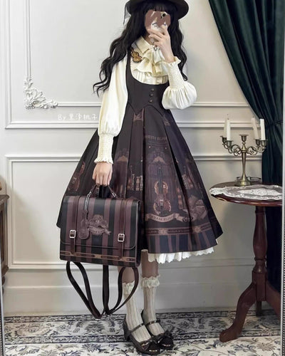 Alice in Wonderland~The Dream of Violin~Vintage Lolita Blouse Beige Classic Lolita Shirt   