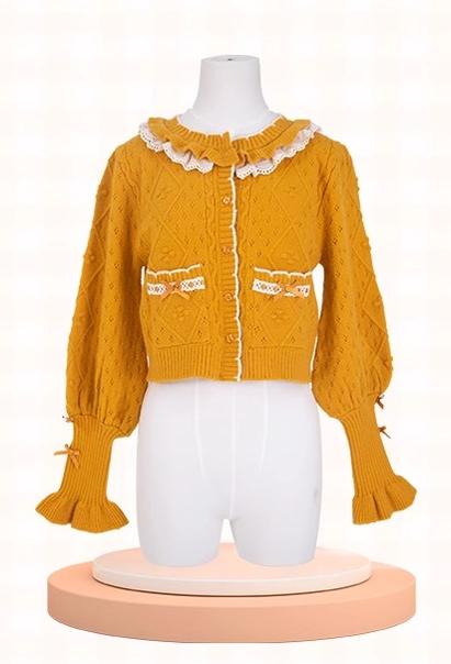 Mademoiselle Pearl~Persimmon~Autumn Persimmon Print Lolita OP JSK SK Dress XS Rose Cardigan (Orange) 