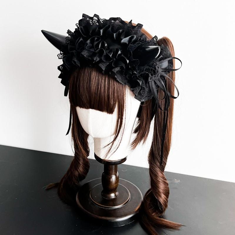 MAID~Gothic Lolita Halloween KC Devil Horn Hairband Customizable Color