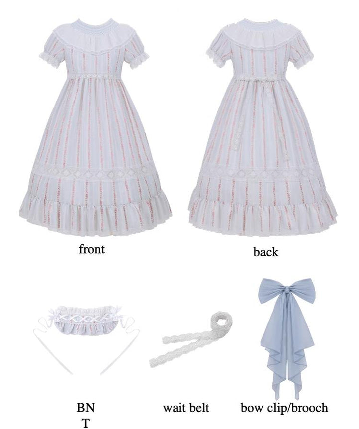 With PUJI~Annie's Dreamland~Cotton Lolita OP Dress Doll Collar Summer Dress   