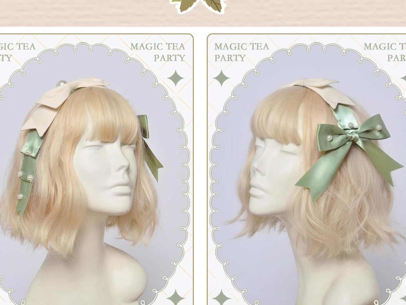 Magic Tea Party~Lena's Garland~Elegant Lolita HeaddressPearl Headband Set with Hair Clip   