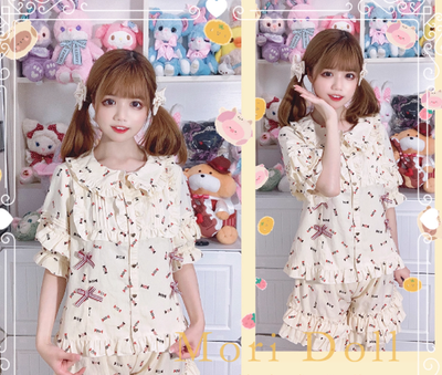 Mori Doll~Kawaii Lolita Rabbit Ears Short Sleeve Shirt Multicolors   