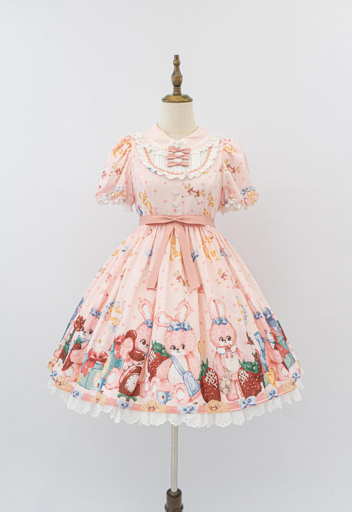 Doll tea party~Showa Rabbit~Kawaii Lolita Dress Summer Sweet Lolita OP JSK (2XL L M S XL) 37174:568540