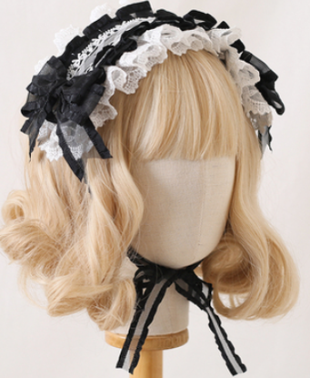 Xiaogui~Mood Limited~Elegant Lolita Bow Lace KC black (white lace)  