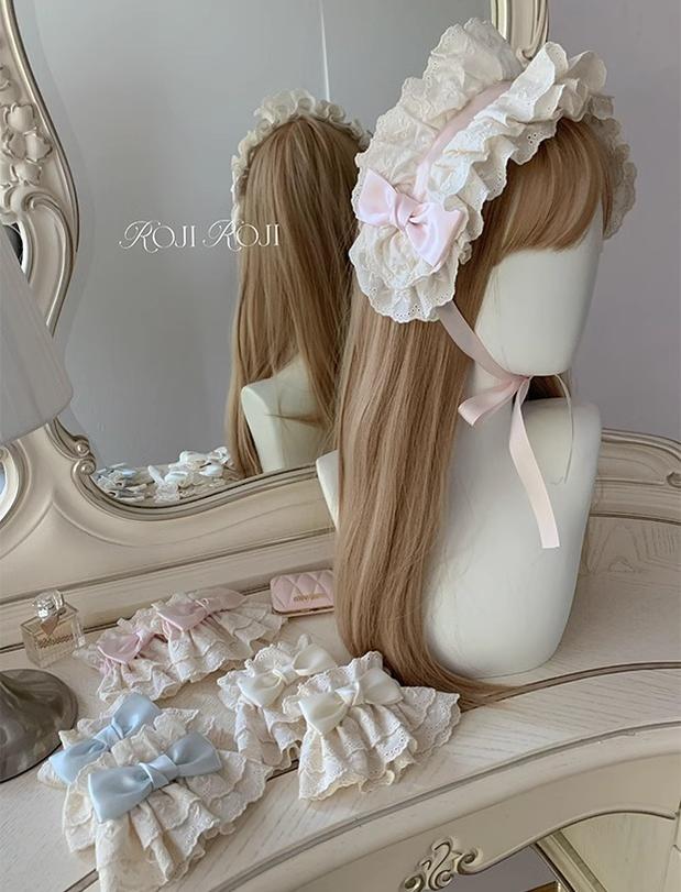 Roji Roji~Kawaii Lolita Lace Cuffs Summer Butterfly Bow Arm Sleeves   