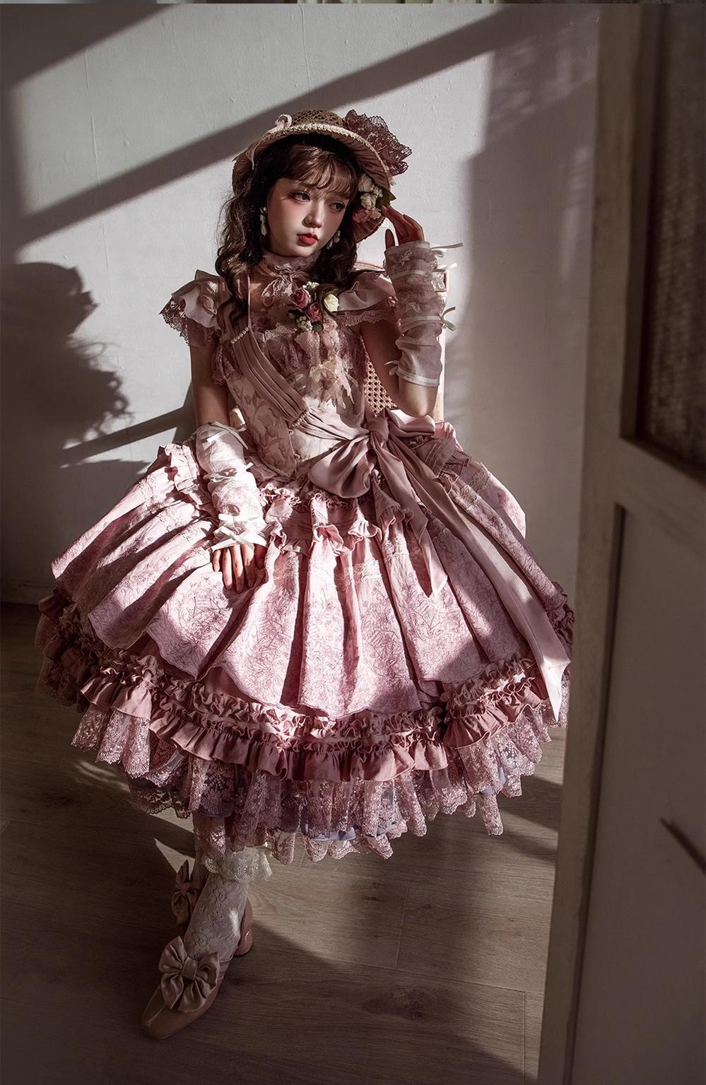 ZJstory~14-line Poem Set~Classic Lolita Separate Dress Set Tiered Ruffles Skirt