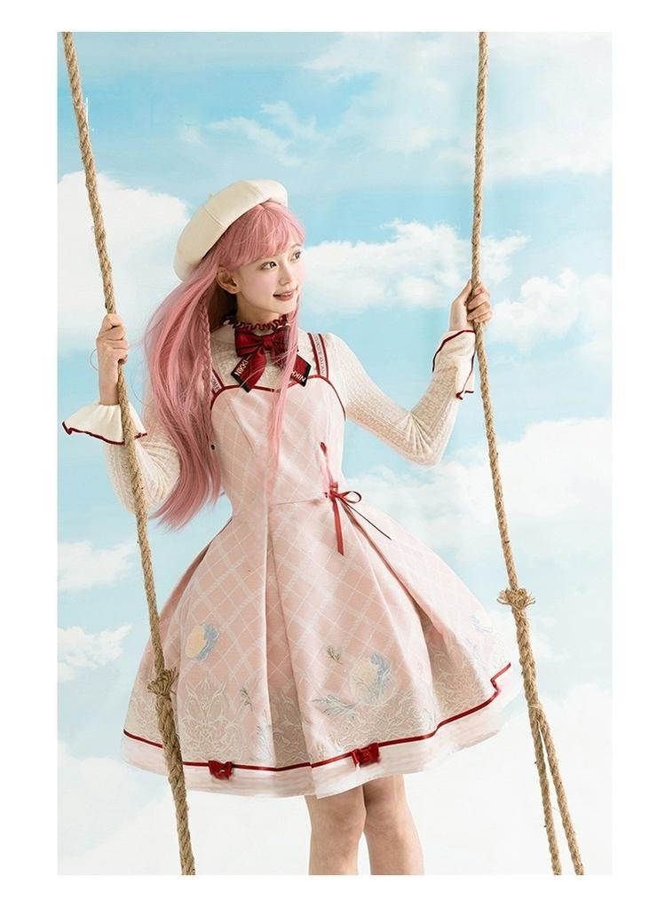 Nikki Tomorrow~Poetic Bloom~Pink Sweet Lolita JSK Dress and Sweater 42000:723748