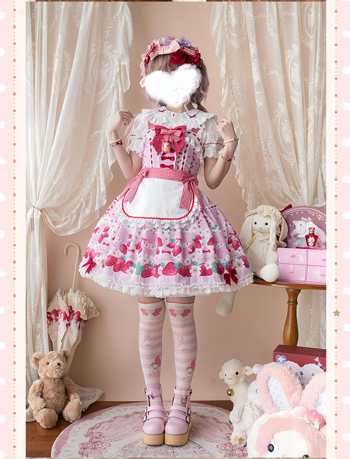 Confession Balloon~Strawberry Beloved~Sweet Lolita JSK Strawberry Print Lolita Dress 40950:694362