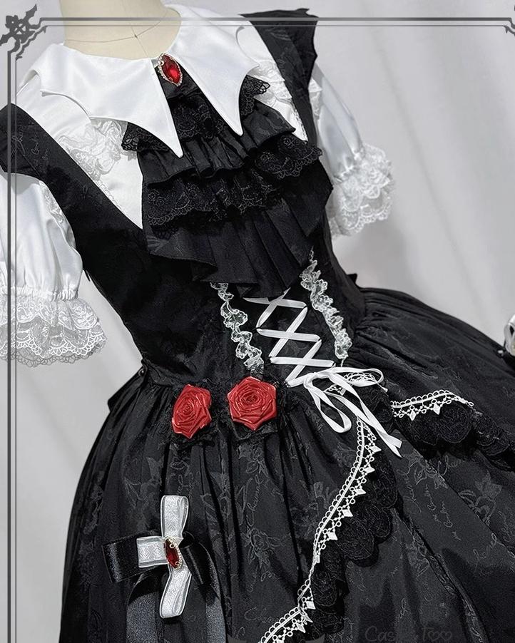 CastleToo~Night Rose~Elegant Ouji Lolita Suits With Lolita JSK And Shorts   