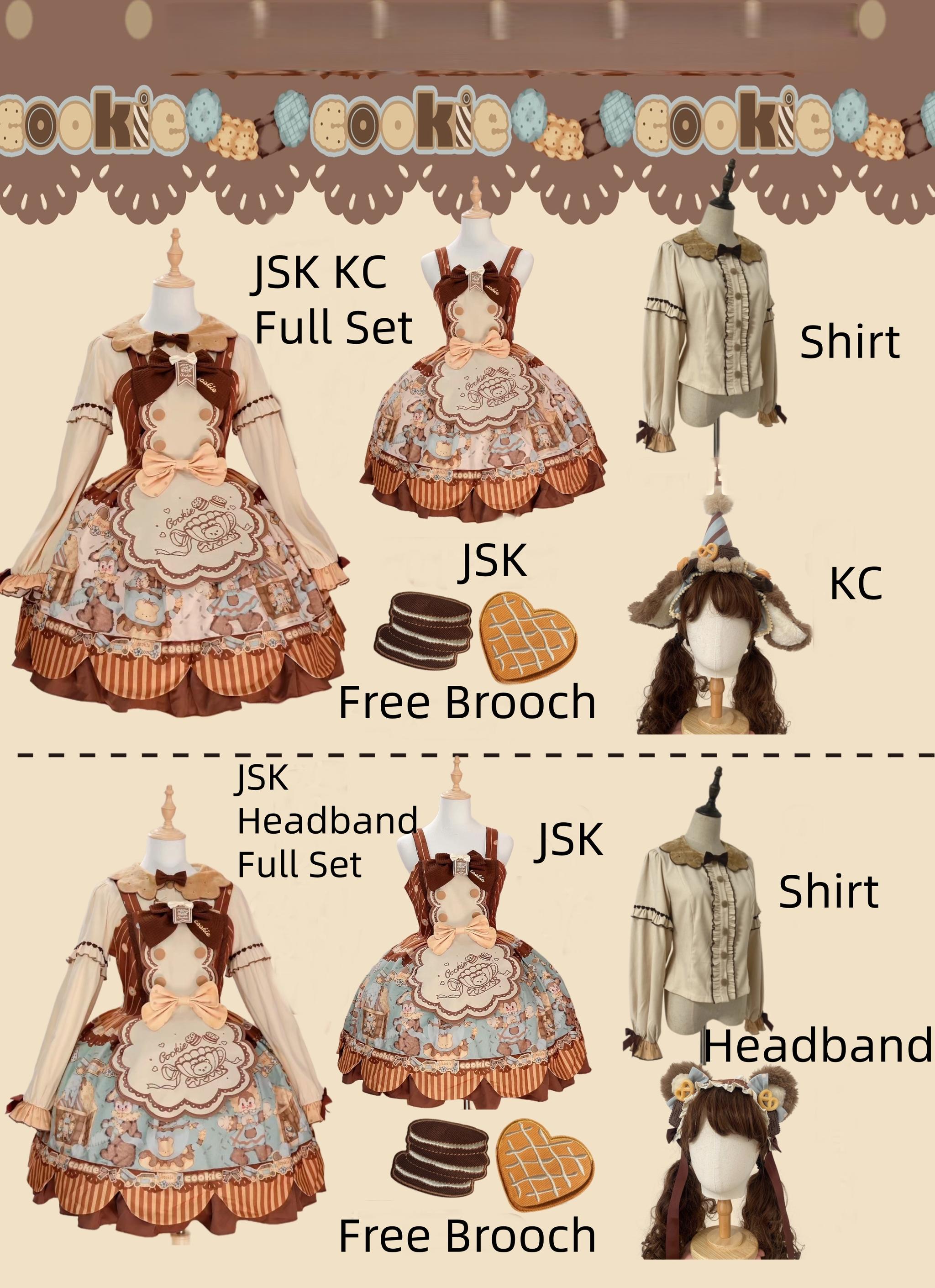 Star Fantasy - Bear Cookies - Kawaii Bear Printed Vintage Lolita Dress (Beige / 2XL L M S XL) 43817:786477