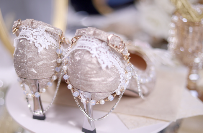 Sky Rabbit~Elegant Wedding Lolita Golden High Heel Shoes   