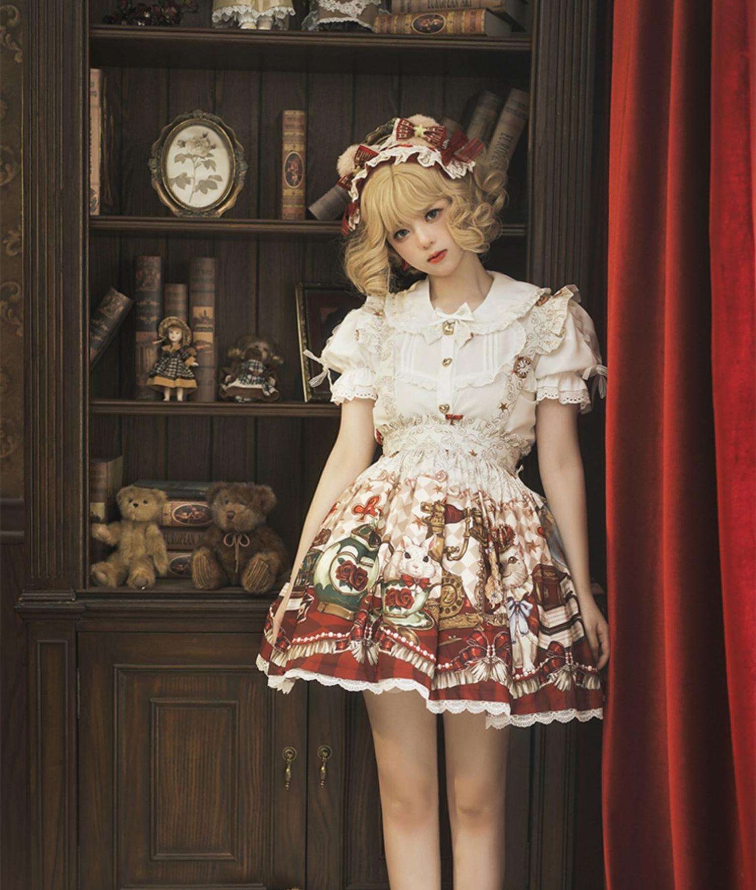 Ocelot - Crown Bear - Kawaii Lolita SK Daily Chiffon Skirt