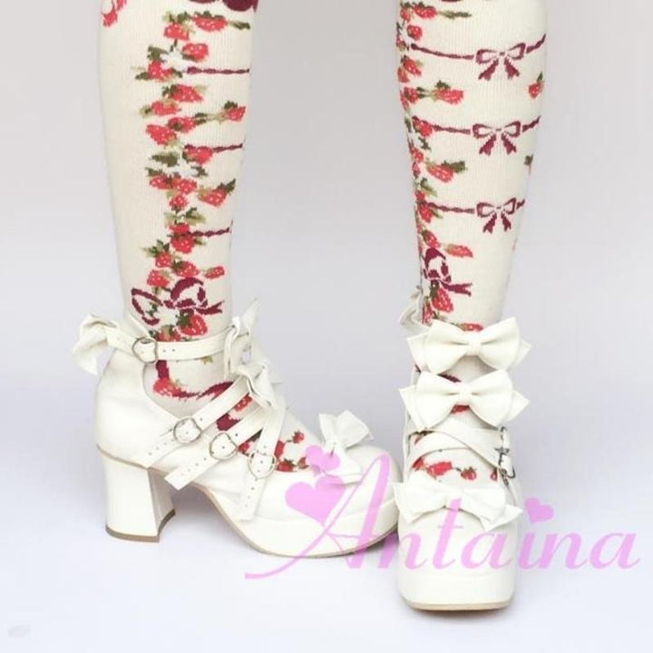 Antaina~Sweet Lolita Heel Shoes Plus Size Shoes 34 White matte [7.5cm back 3cm front] 