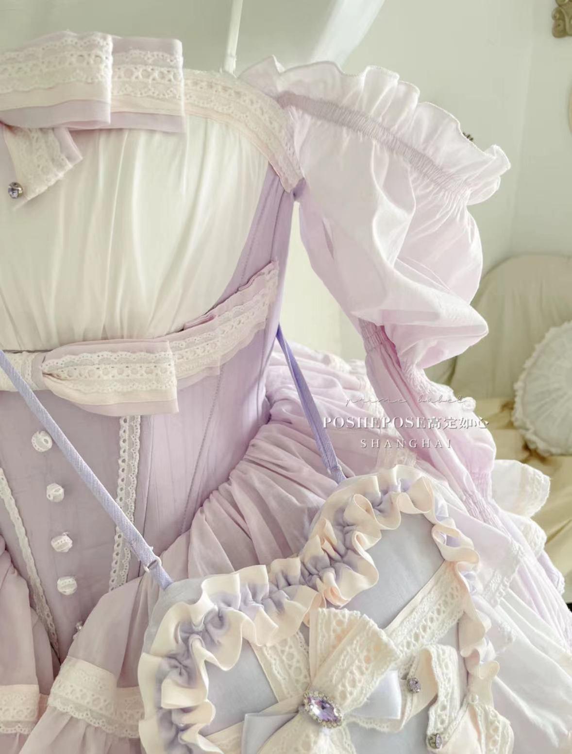 (BFM)PoshePose~Bai Xueji~Lolita Strapless Dress Fishbone Dress XS Purple idol 