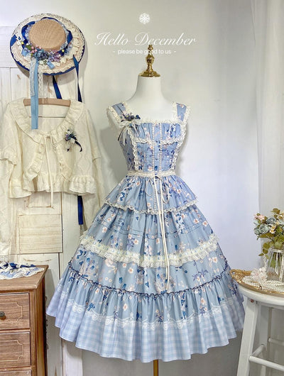 Mieye~Senyu Blueberry~Elegant Lolita Dress Daily Lolita JSK S Two-piece dress 