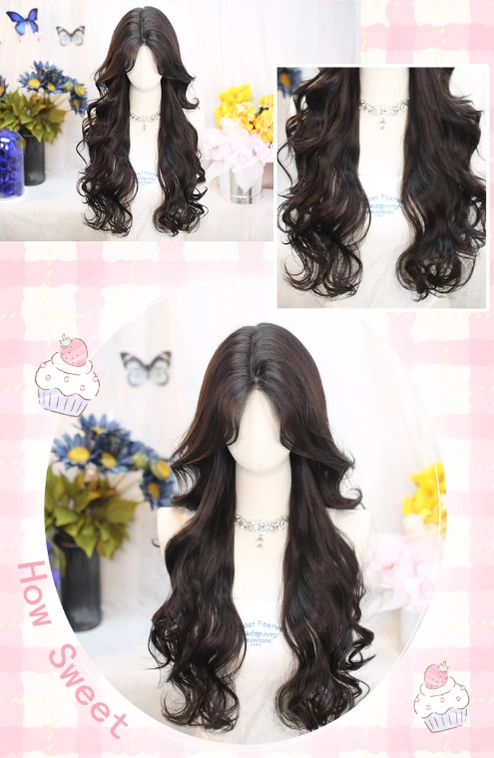 Dalao Home~Flower Season~70 CM Lolita Wig Long Curls Eight Character Bangs