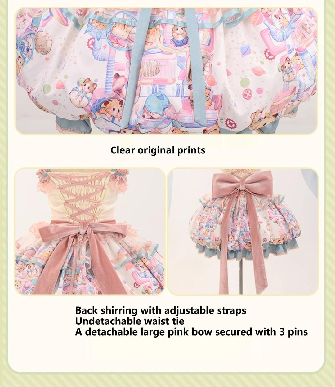 Mewroco~Vibrant Hamster~Sweet Lolita JSK Dress Floral Print Bud Skirt