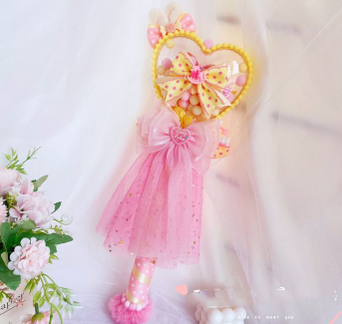 Sweetheart Endless~Sweet Lolita Fairy Wand Handmade Multicolor Heart Shaped hallowmas orange heart fairy wand  