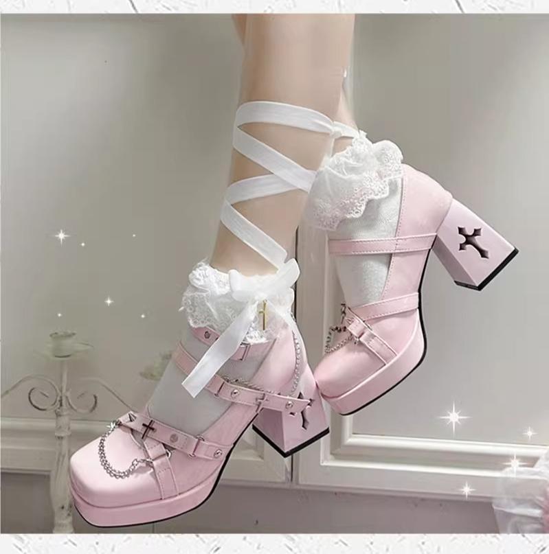 The night of the witch Lolita~Punk Lolita Heels Y2K Elegant Lolita Shoes   