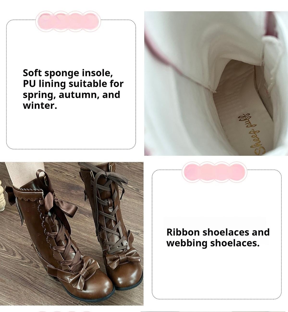 Sheep Puff - Sheepy Hoofies - Kawaii Lolita Mid-Calf Boots, Side Zipper 43898:788085