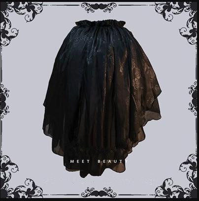 (BFM)Lingxi Lolita~Bone island Gothic Lolita Corset Goth Blouse Skirt Set S Overlay skirt only (default same size as corset) 