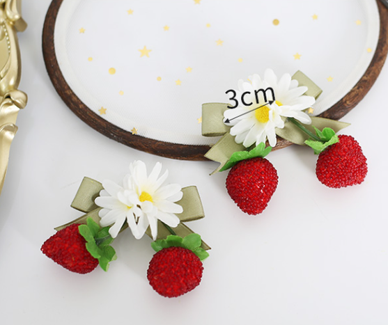 Xiaogui - Sweet Lolita Hair Pin Flower Strawberry Shaped
