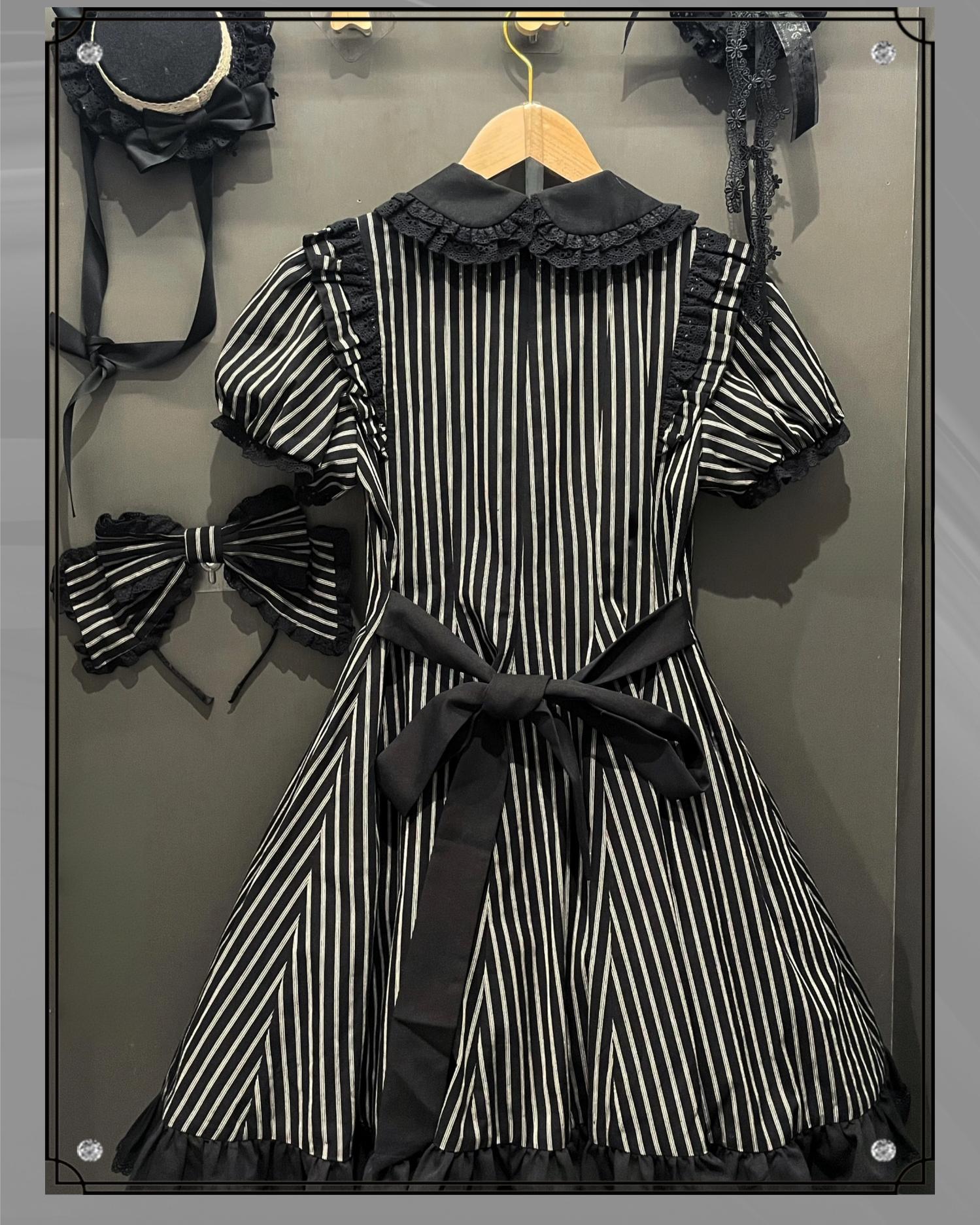 Overseas Letter - Cotton Old School Lolita OP Dress, Gingham & Stripe Patterns 45918:868209