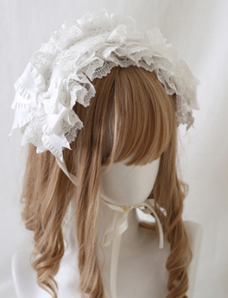 Xiaogui~Elegant Lolita Ivory Lace Hair Band white hairband (with concealed clip)  