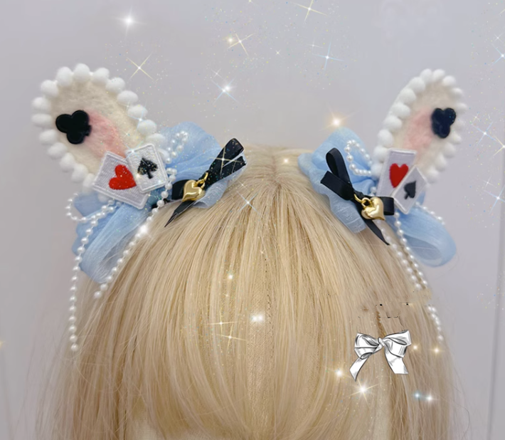 Pretty Girl Lolita~Sweet Lolita Head Accessory Handmade Hairpin a pair of rabbit ears hair pins  