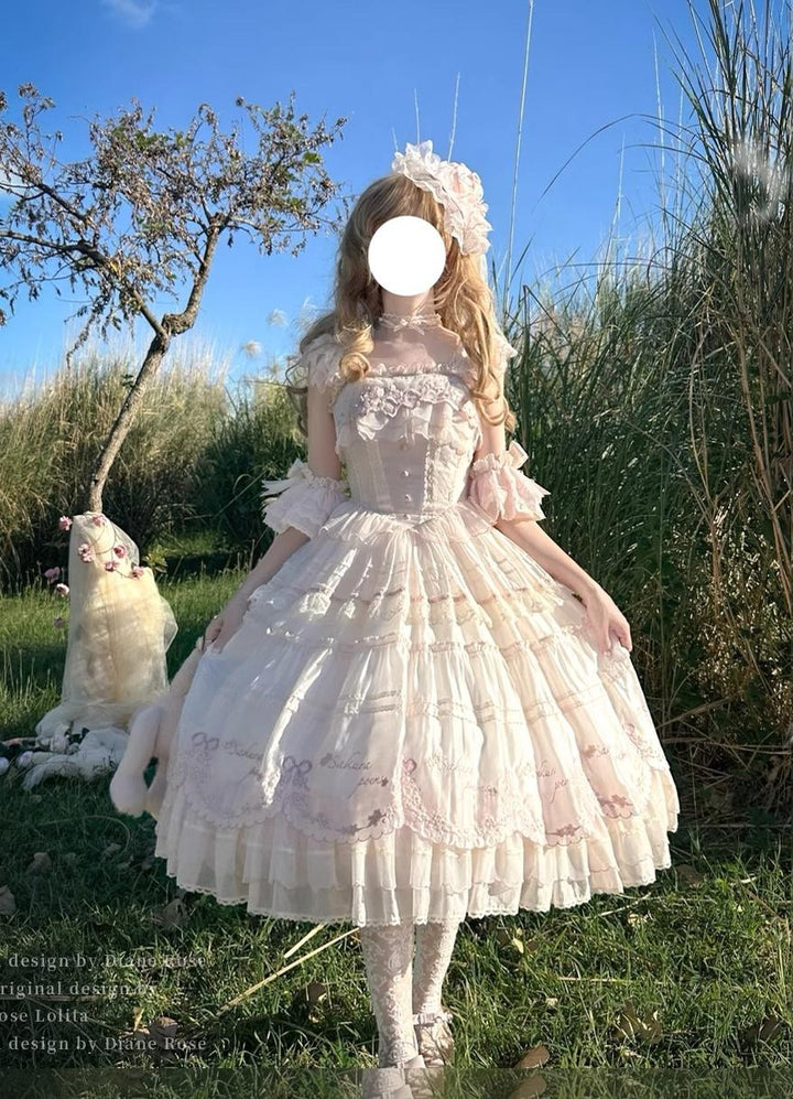 MieYe - Cherry Blossom - Pink Sweet Lolita Tiered Dress
