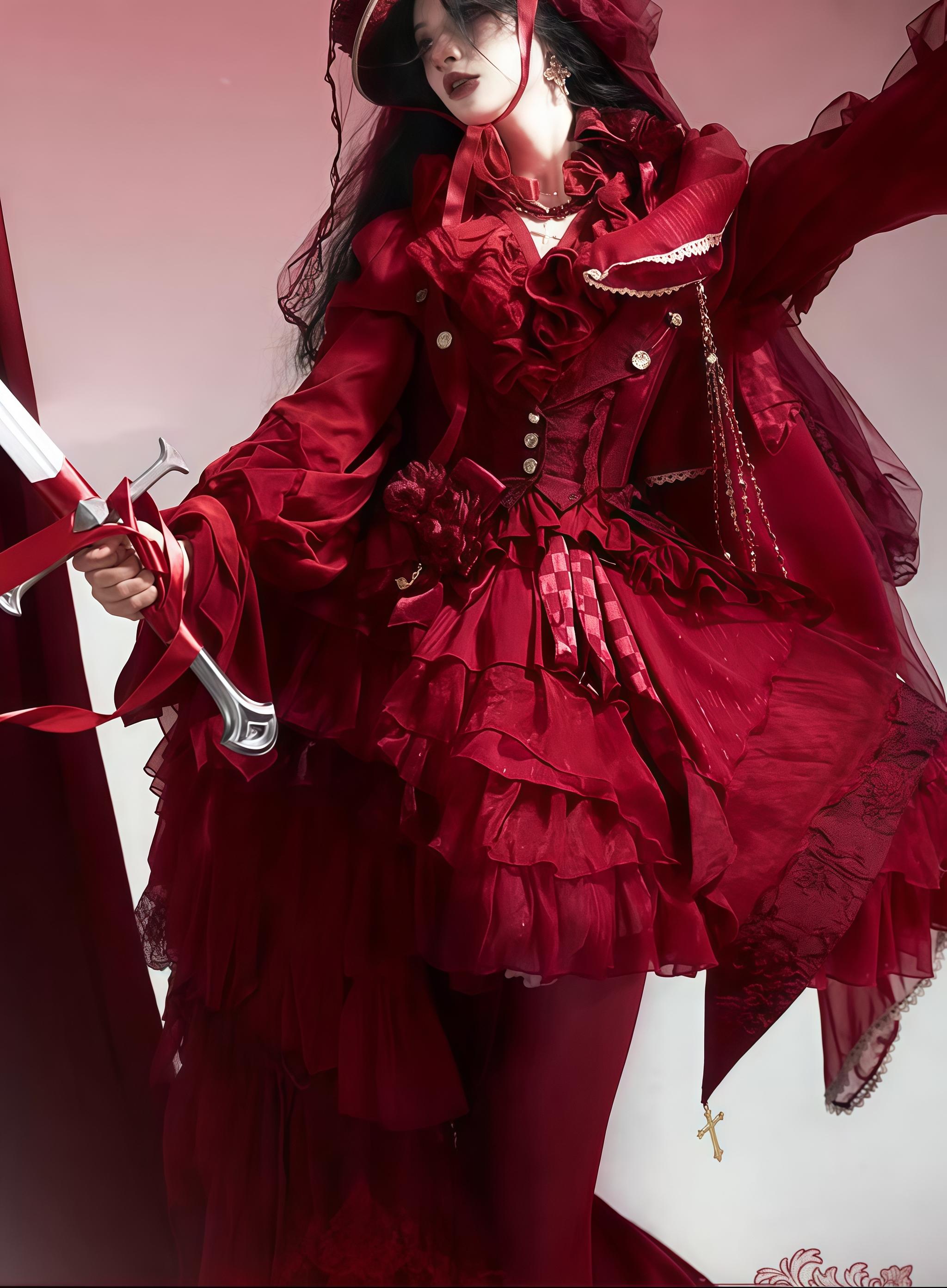 Genesis and Armageddon - Gothic Lolita High-low Hem Shirt, Boning SK