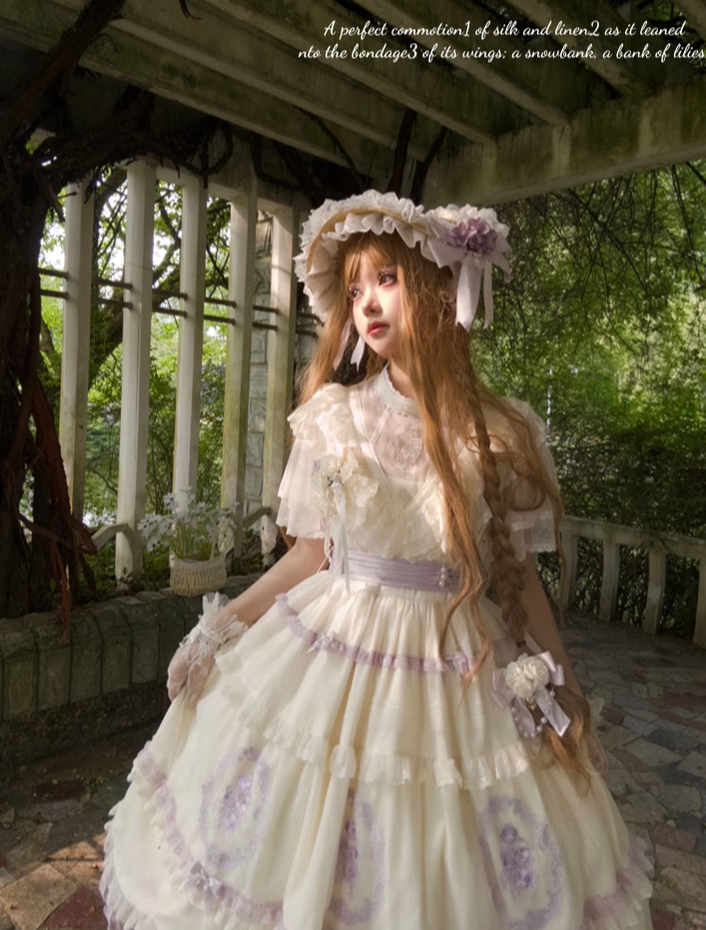 Nectarine White Tea~Bellflower Guide~Classic Lolita OP Dress Elegant Edward Dress   