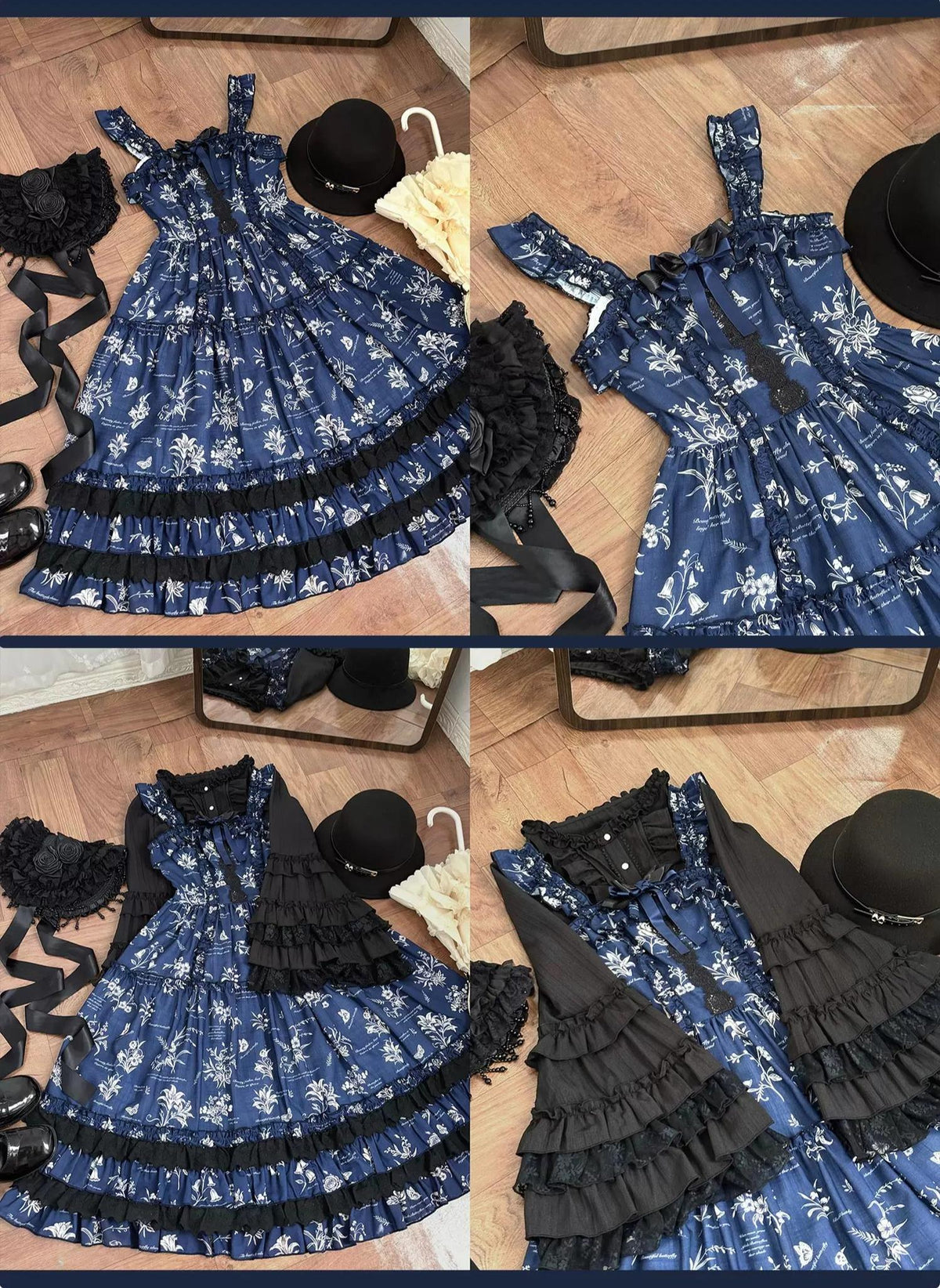 Frost's Descent - Classic Lolita JSK Dress Set, Botanical Butterfly Print 45970:870170