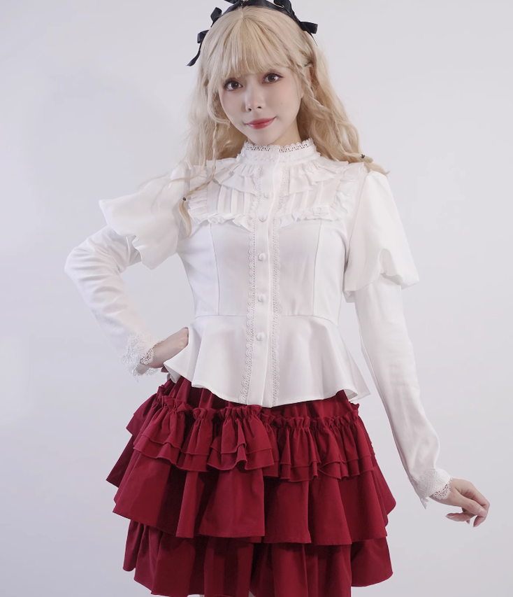 Little Dipper~Temple of God~Elegant Lolita Stand Collar Blouse S off-white 