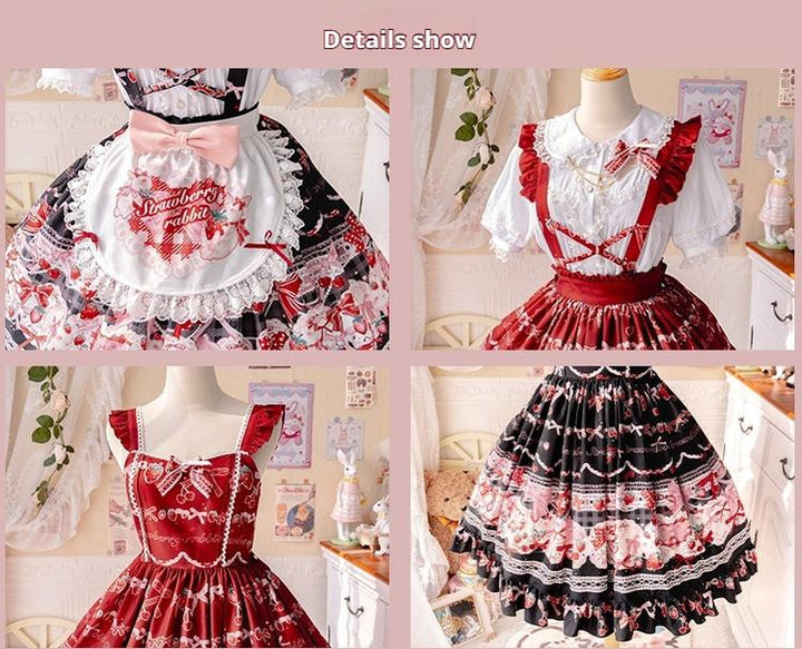 OCELOT~Sweet Lolita Lolita JSK and SK Rabbit Strawberry Dress 40646:670474