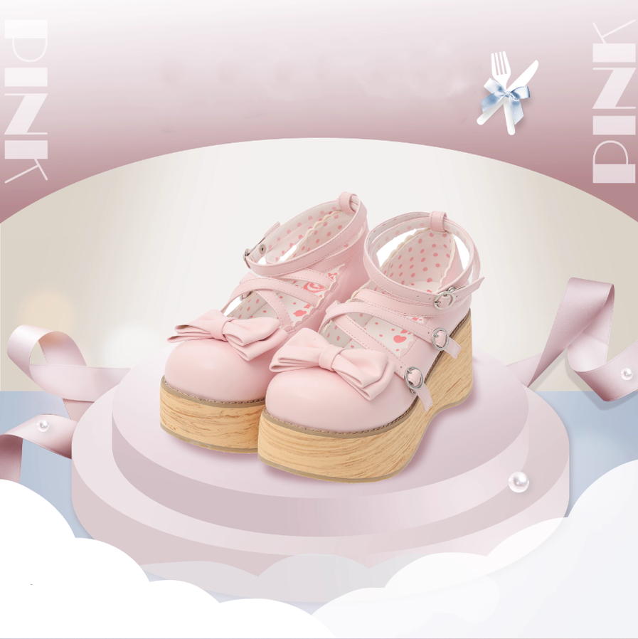 MODO - Sweet Lolita Round-Toe Platform Shoes 34 Pink-high heel