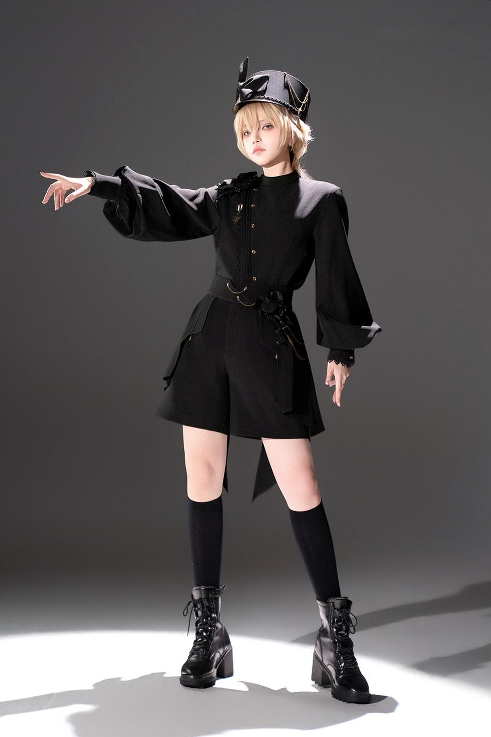 Rose's Will - Ouji Lolita Shirt, High-Low Hem Shorts