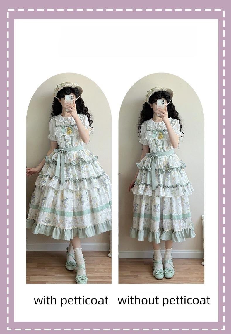 Qianmu - Blueberry Midsummer - Country Lolita Tiered JSK, Blueberry Print 44322:805663