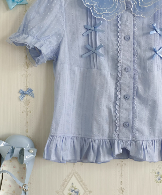 3 Puppets~Butterfly~Kawaii Lolita Short Sleeve Blouse   
